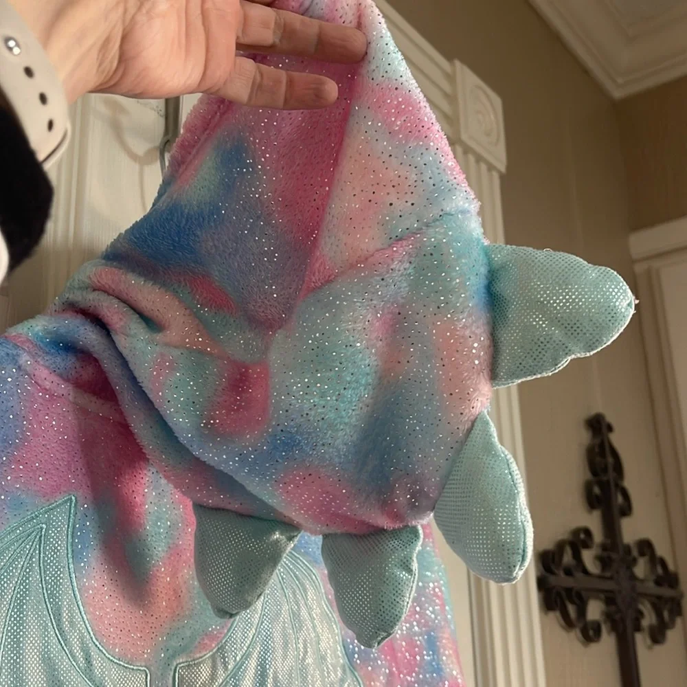 Justice size 10 One Piece Hooded Tie Dye Magical Dragon Wings Pastel